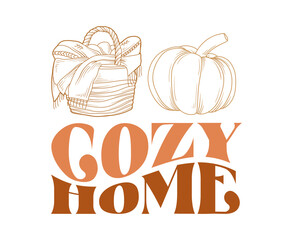 Autumn retro design, fall vector T-Shirt print, Thanksgiving and fall holiday illustration