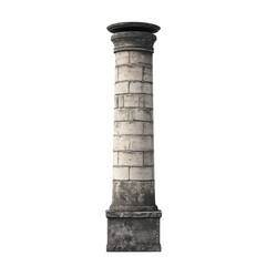 Ancient weathered stone column with detailed craftsmanship in historical architectural design