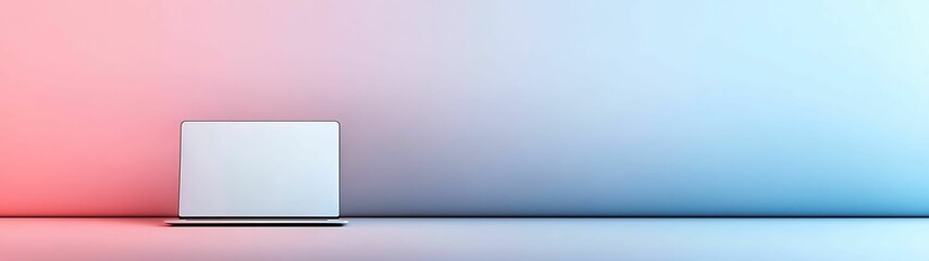 Minimalist laptop setup modern office space digital workspace clean environment side view productivity concept