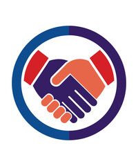 A minimalist handshake logo vector art illustration.