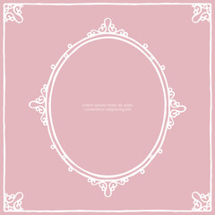 Series of vintage princess frame background layout template story book cover paper page in dusty mauve pink blush line drawing