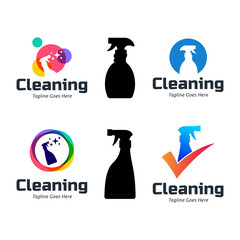 Set of Home Cleaning Services Logo Design Vector. Clean spray logo design.