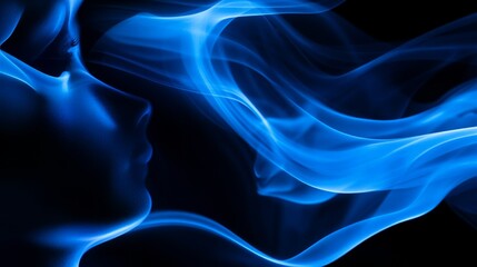 Obraz premium Senior mature female pensioner with dementia, Alzheimer's, mental illness, and degenerative diseases, visualized as smoke.