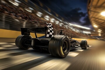 Stock enjoys the excitement of seeing the triumphant racer cross the finish line under the floodlights.