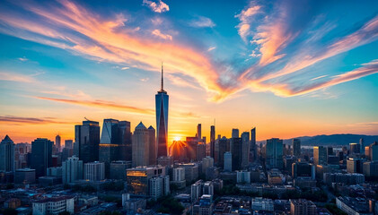 Obraz premium City at Sunset 