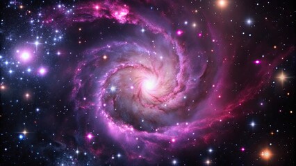 Spiral galaxy filled with vibrant cosmic colors.
