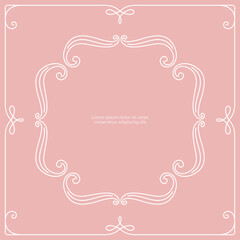 Series of vintage princess frame background layout template story book cover paper page in dusty mauve pink blush line drawing