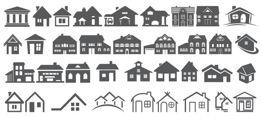 House and Realestate glyph collection. Home and house icon bundle. 