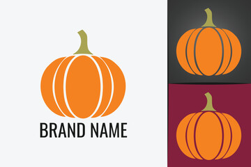 Autumn vegetable pumpkin logo. Farm pumpkins logotype. Orange veggie logo
