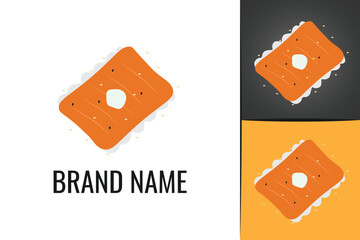 Japanese Sushi Roll Seafood logo. Japan Cuisine roll logotype. Asian sushi logo roll food