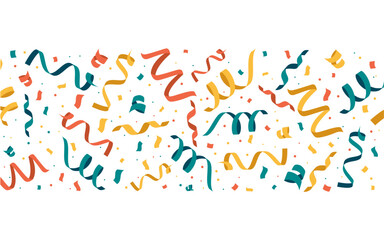 Ensemble de collection composée d'éléments festifs colorés . Cotillons pour la fête, explosion de cotillons colorés pour des célébrations festives - Rubans enroulés, fond festif - Arrière-plan festif 