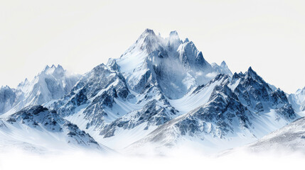 Obraz premium Snowy mountains are captured in a hyper-realistic photography style, isolated on a white background.
