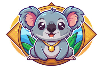 Obraz premium Adorable Cartoon Koala with Big Eyes and a Gold Necklace
