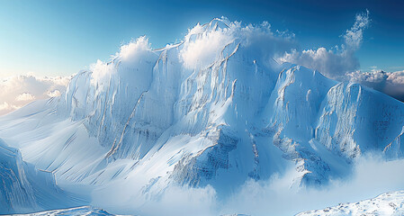 Snow mountain, cliff. Generative AI.