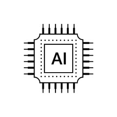 Artificial intelligence AI processor chip icon.AI Processor circuit vector illustration.
