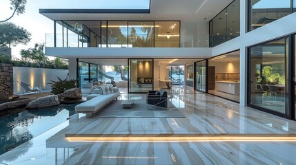 Fototapeta premium Home design architecture. a contemporary home. Generative AI.