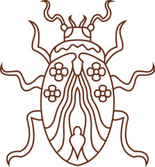 Decorative Tribal Beetle Line Art Illustration