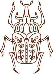 Decorative Tribal Beetle Line Art Illustration