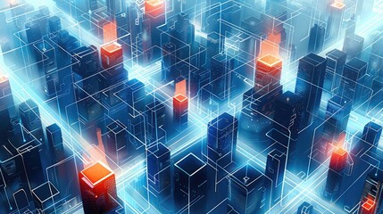 Obraz premium A conceptual illustration of AI-driven cybersecurity systems protecting digital infrastructures from cyber threats. Generative AI.