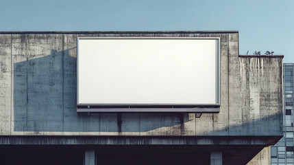 Obraz premium Empty billboard on the building. Blank mock-up of an outdoor info banner. Generative AI