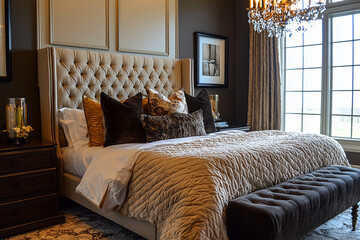 Classic Modern A master bedroom with a classic modern