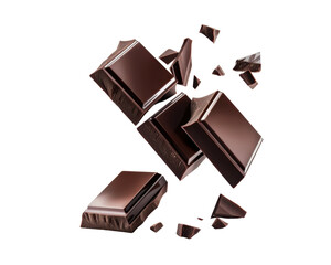 A dynamic display of chocolate pieces, showcasing their rich texture and allure.