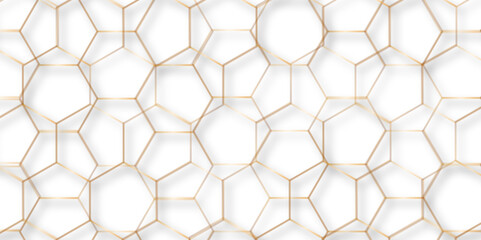 Naklejka premium Modern simple style seamless pattern with hexagonal graphic design. Geometric art deco texture mosaic white background. abstract molecular structures in technology, wallpaper background, vector. 