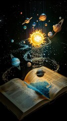 Naklejka premium astronomy concept with book