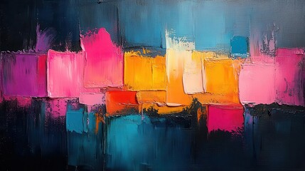 abstract painting bold brush strokes avantgarde color blocking textural elements