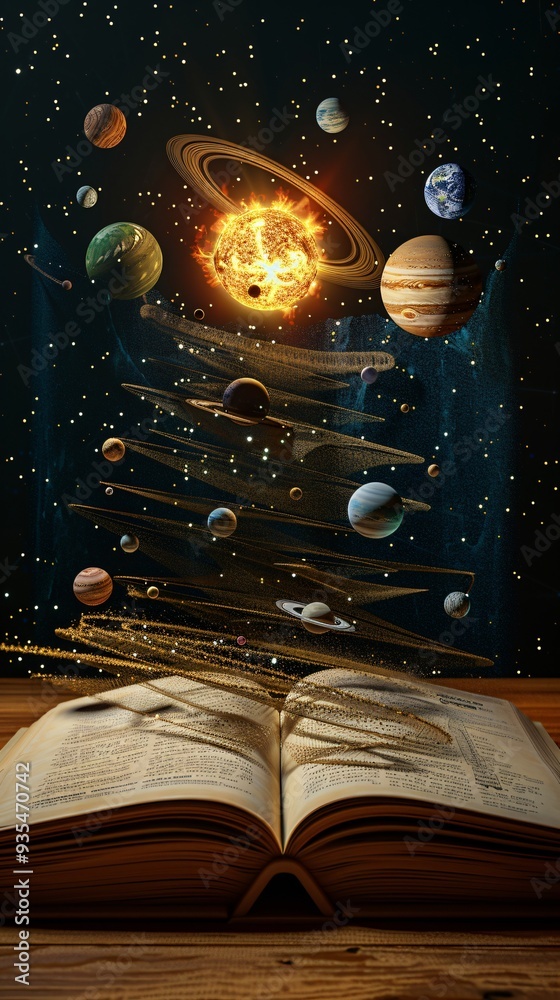 Canvas Prints open book with solar system