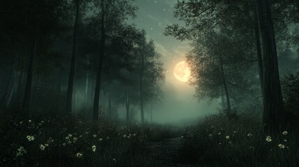12082007 56 A serene forest at night, with the moonlight filtering through the trees --ar 16:9 --style raw --stylize 250 --v 6.1 Job ID: 7eaf68e7-64d9-4c25-bf4e-51280b960585