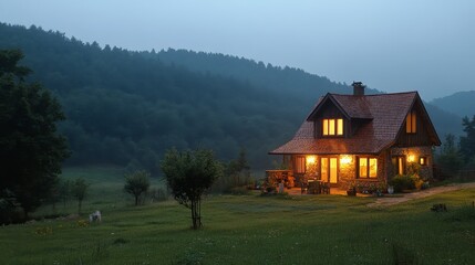 Obraz premium Cozy Cabin in the Woods at