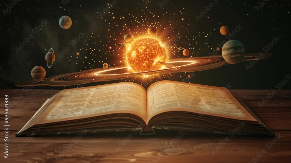 Canvas Prints open book with solar system