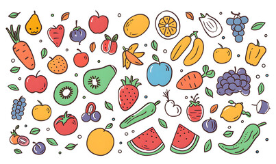 Obraz premium vegetable and fruits photo or illustrator on white background