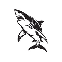 Naklejka premium Logo great white shark vector design isolated on white background - black and white logo great white shark