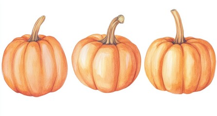 Autumn, Halloween, and Thanksgiving themed animated watercolor illustration of pumpkins, leaves, and flowers.