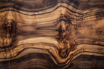 Naklejka premium Walnut Wood texture, Natural light warm color wood texture with unique grain patterns. Close up of a wooden surface background.