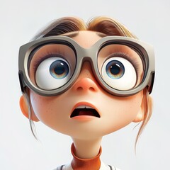 Encantador Personaje de Caricatura con Gafas