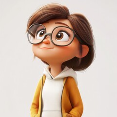 Encantador Personaje de Caricatura con Gafas