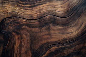 Naklejka premium Walnut Wood texture, Natural light warm color wood texture with unique grain patterns. Close up of a wooden surface background.