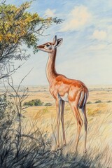 Gerenuk comiendo hojas en la sabana africana