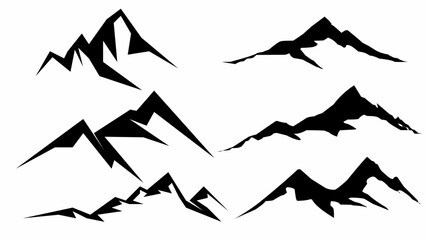 Set of mountain silhouette vector illustration