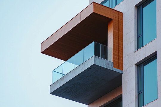 Close-up of a modern buildings cantilevered balcony