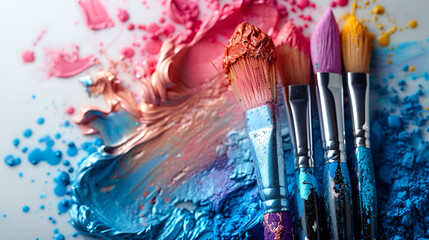 Fototapeta premium paint brushes on a white surface