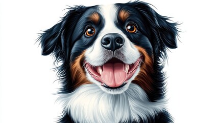 Fototapeta premium Bernese Mountain Dog Portrait Happy Dog Friendly Canine Pet Illustration