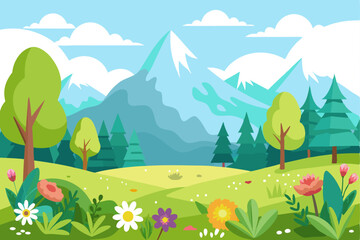 Obraz premium A Lush Green Meadow with Mountains in the Background