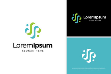 Letter D and P icon healthcare logo vector design concept