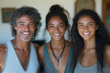 Fototapeta premium Mixed Race Family On White Background