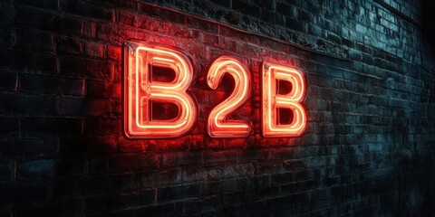 Vibrant B2B Neon Sign Illuminating Urban Wall - A Symbol of Modern Business and Marketing