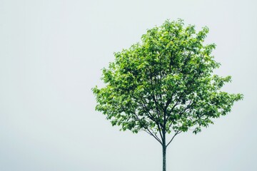 Obraz premium Minimalistic style, tree with green leaves